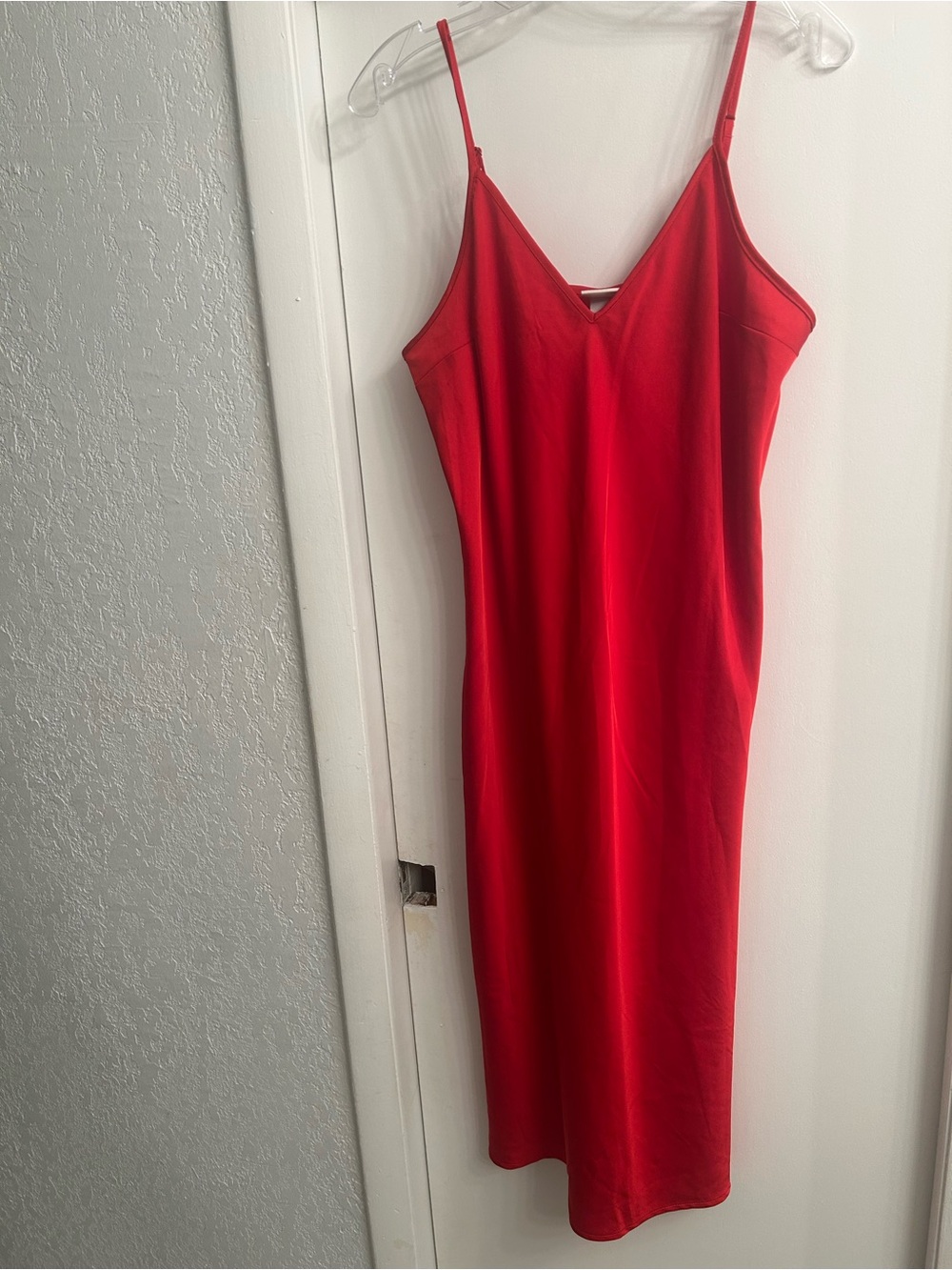 a new day Bold Red Slip Midi Dress with V-Neck